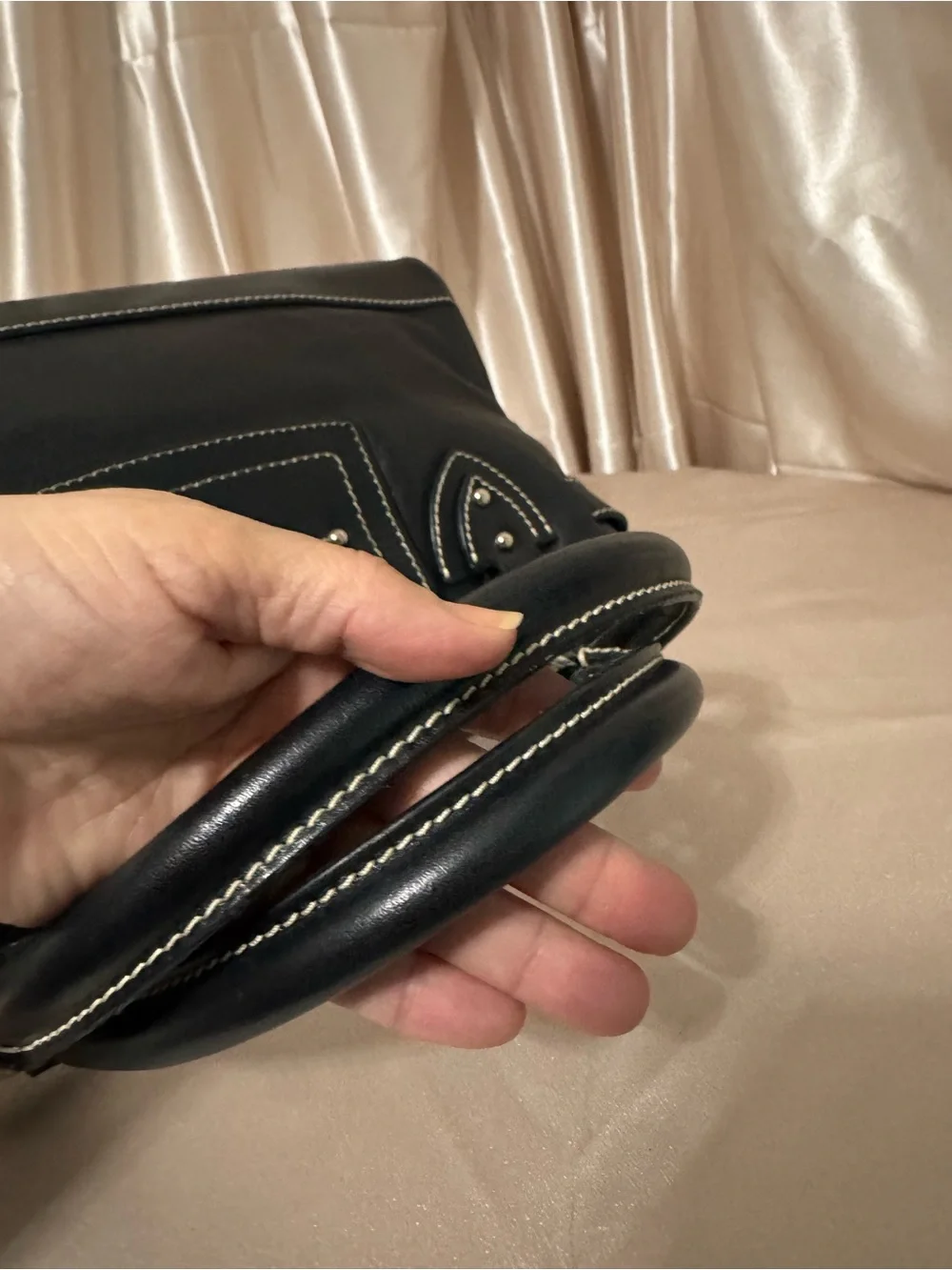 Marc Jacobs Daria Black Leather Top-Handle Satchel with silver Hardware